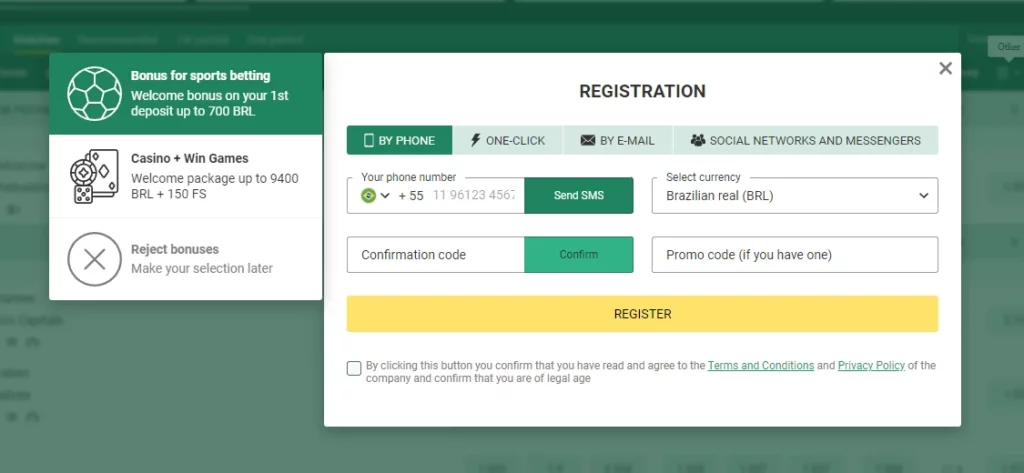 Register on Winng Betwinner